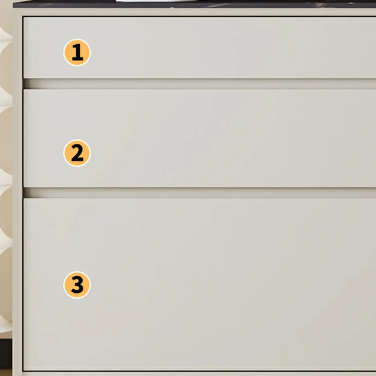 Contemporary Stone Countertop Sideboard with Drawers Image - 15