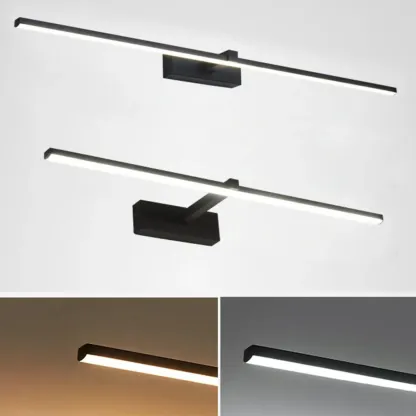 Nordic Black Linear LED Vanity Light for Bathroom Makeup Image - 16