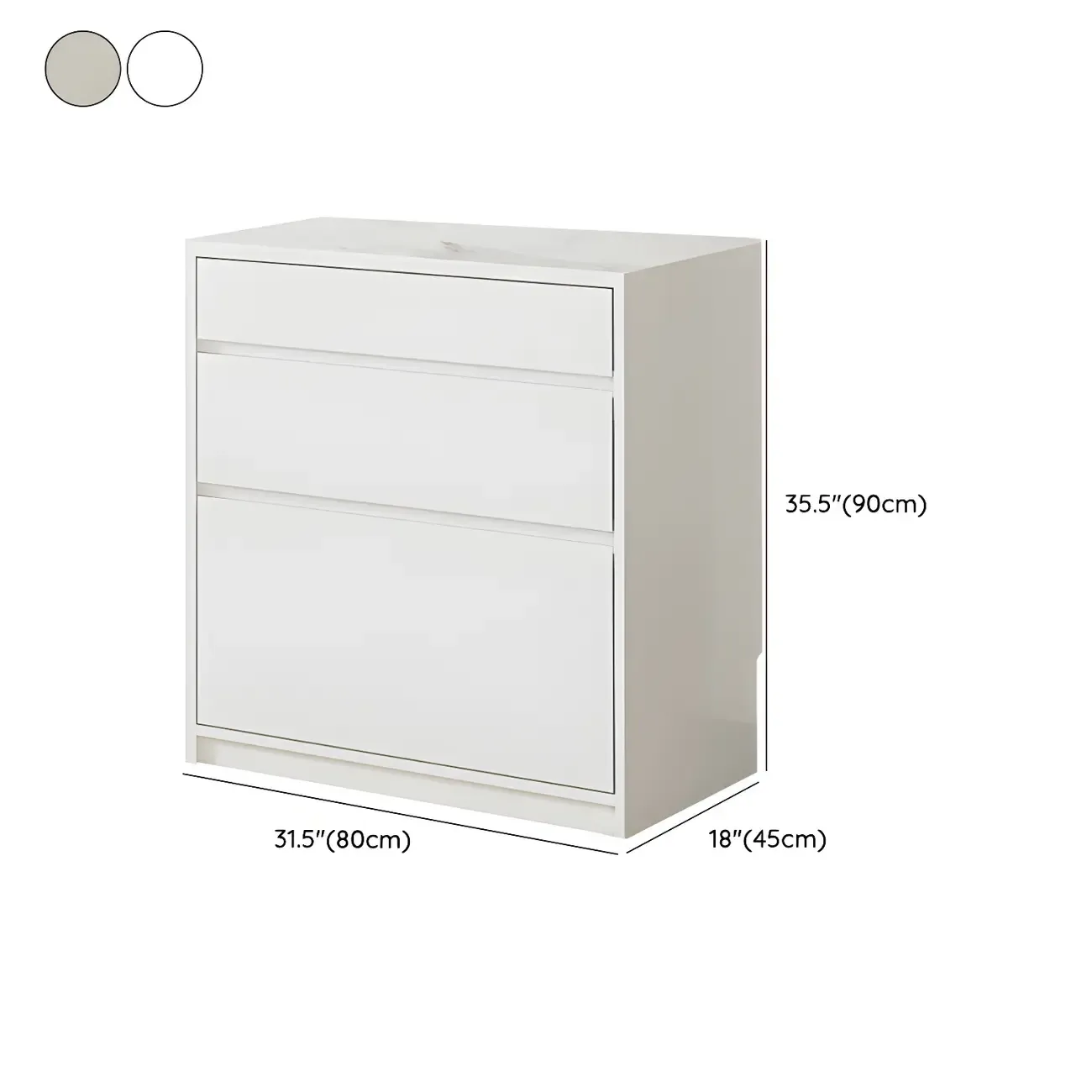 Contemporary Stone Countertop Sideboard with Drawers Image - 20