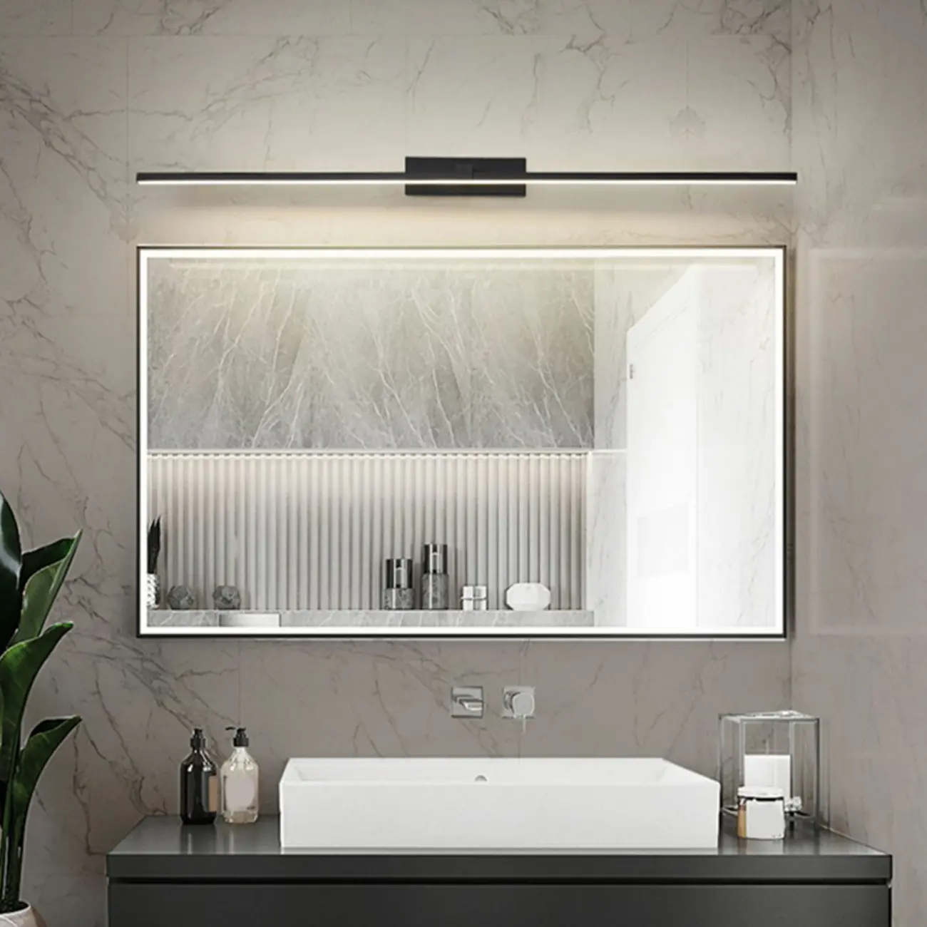 Nordic Black Linear LED Vanity Light for Bathroom Makeup Image - 26 | homeyfad