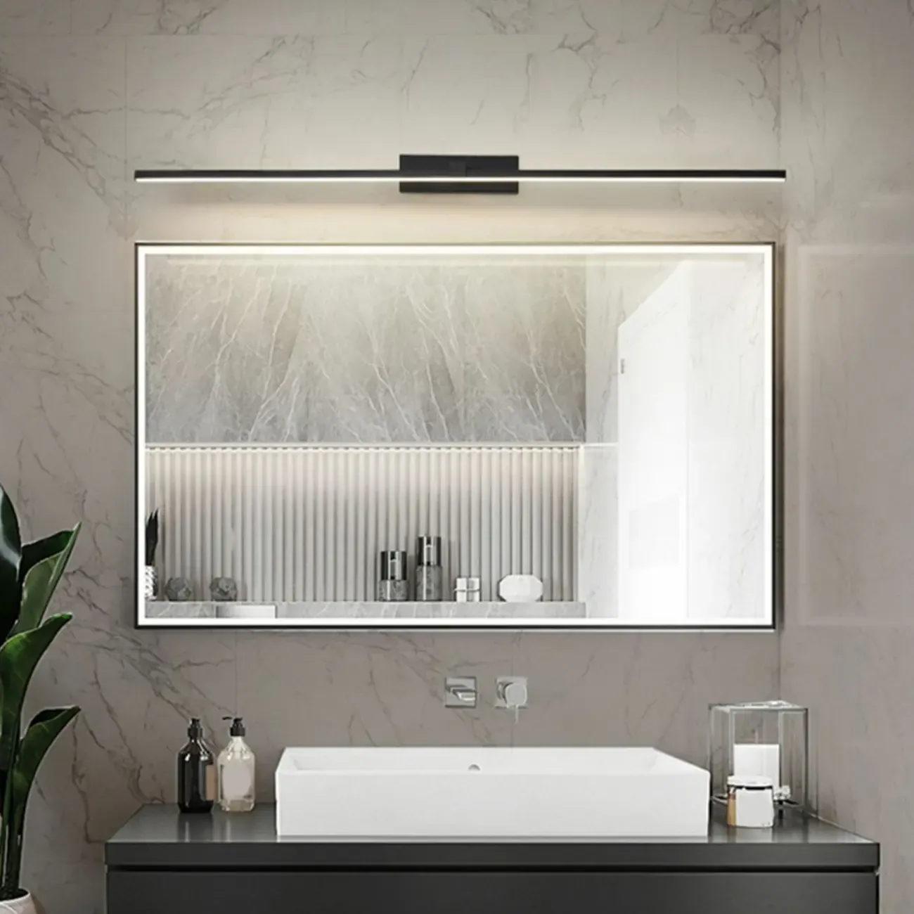 Nordic Black Linear LED Vanity Light for Bathroom Makeup Image - 26
