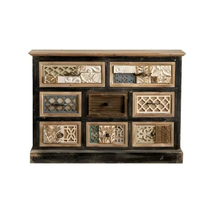 Rustic Wooden Sideboard with Decorative Drawers Image - 6