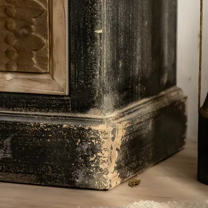 Rustic Wooden Sideboard with Decorative Drawers Image - 8