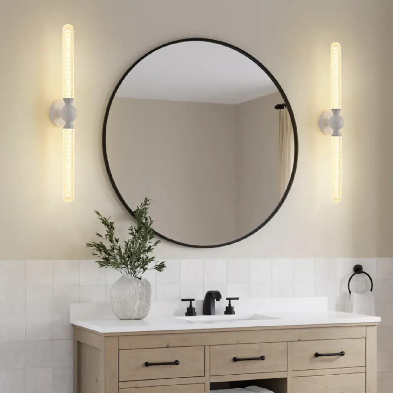 Elegant Dimmable LED Vanity Light with Glass for Modern Bathrooms Image - 8