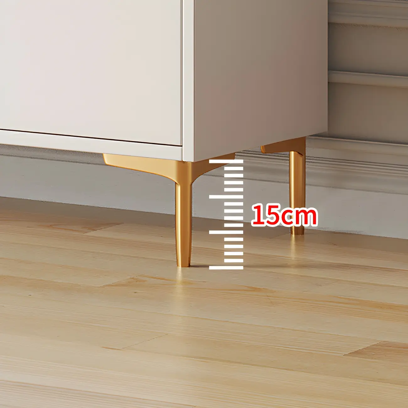 Glam White Wooden Buffet Table with Drawers & Shelves Image - 13 | homeyfad