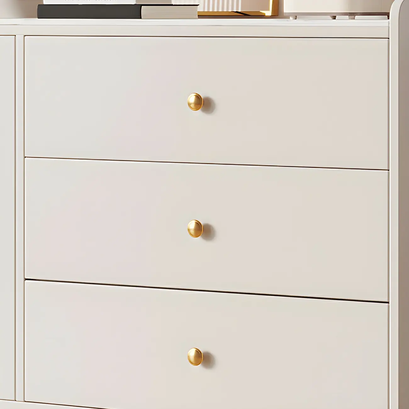 Glam White Wooden Buffet Table with Drawers & Shelves Image - 15 | homeyfad