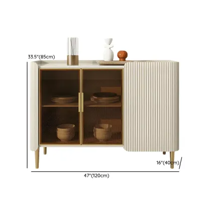 Glam Off-White Stone Countertop Sideboard with Shelves #size