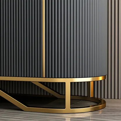 Luxury Curved Wooden Buffet Table with Drawers in Dark Gray Image - 3