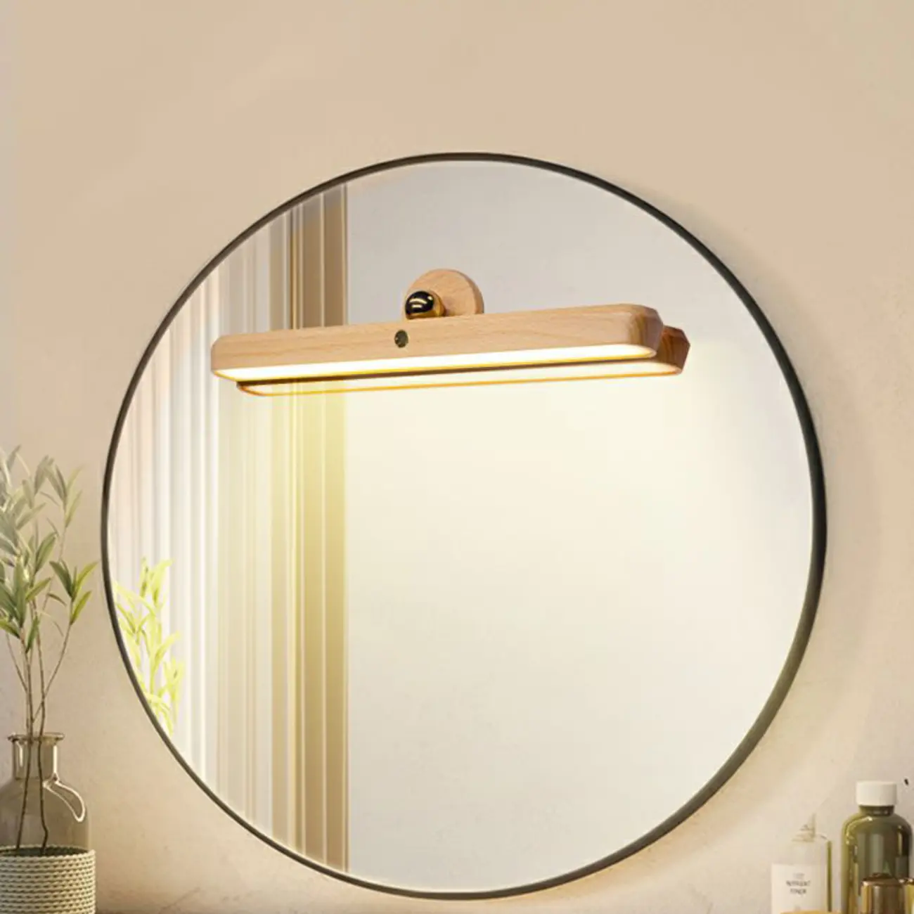 Wooden Rectangle LED Vanity Light with Adjustable Design for Bath Image - 1 | homeyfad