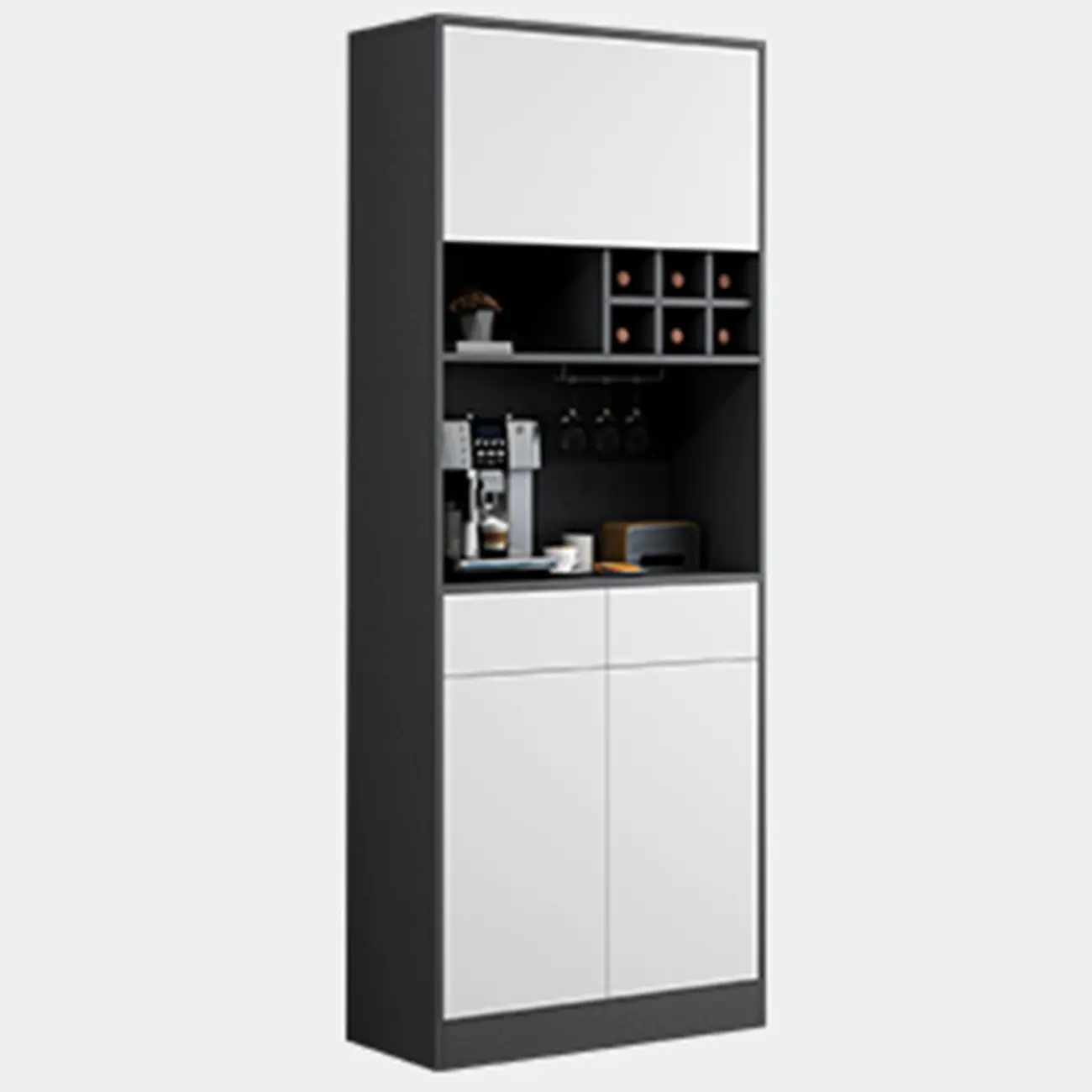 Modern Grey Sideboard with Glass Doors & Drawers & Cabinets Image - 2 | homeyfad