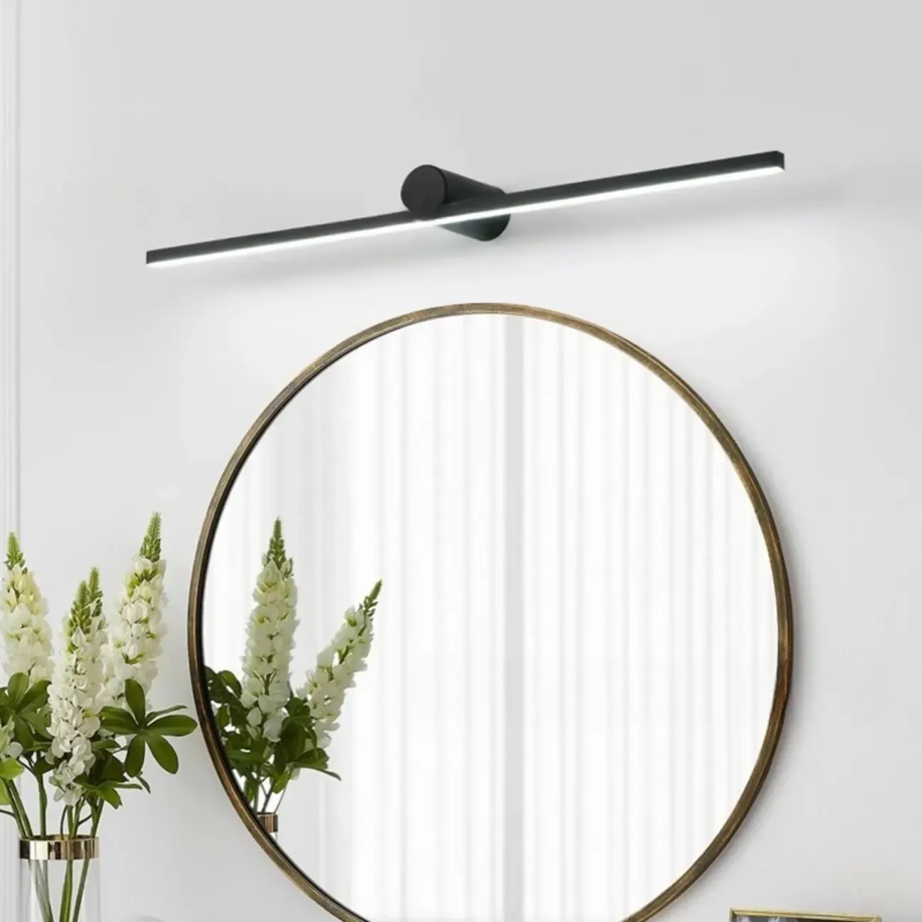 Designer Linear Black Dimmable LED Vanity Light for Bathroom Makeup Image - 4