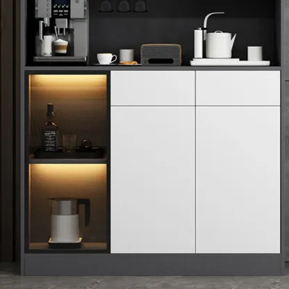 Modern Grey Sideboard with Glass Doors & Drawers & Cabinets Image - 15