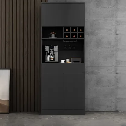 Modern Grey Sideboard with Glass Doors & Drawers & Cabinets Image - 19