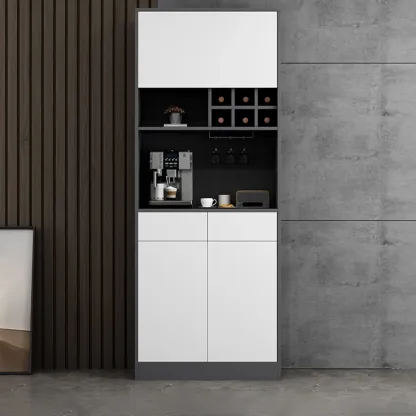 Modern Grey Sideboard with Glass Doors & Drawers & Cabinets Image - 20