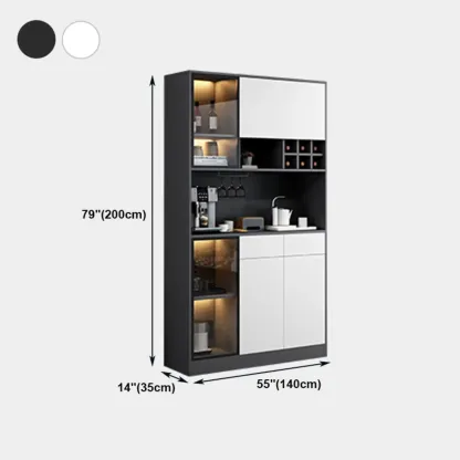 Modern Grey Sideboard with Glass Doors & Drawers & Cabinets Image - 28