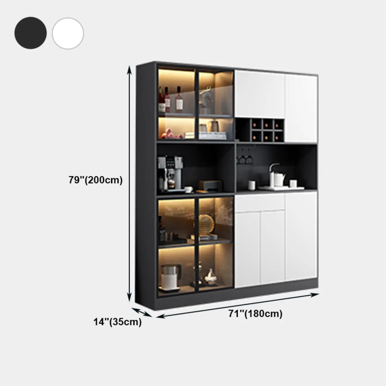 Modern Grey Sideboard with Glass Doors & Drawers & Cabinets Image - 30 | homeyfad