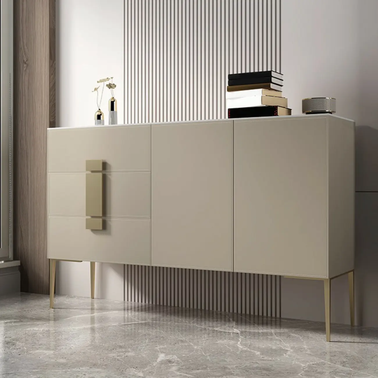 Modern Grey Sideboard with Drawers for Living Room Image - 2 | homeyfad