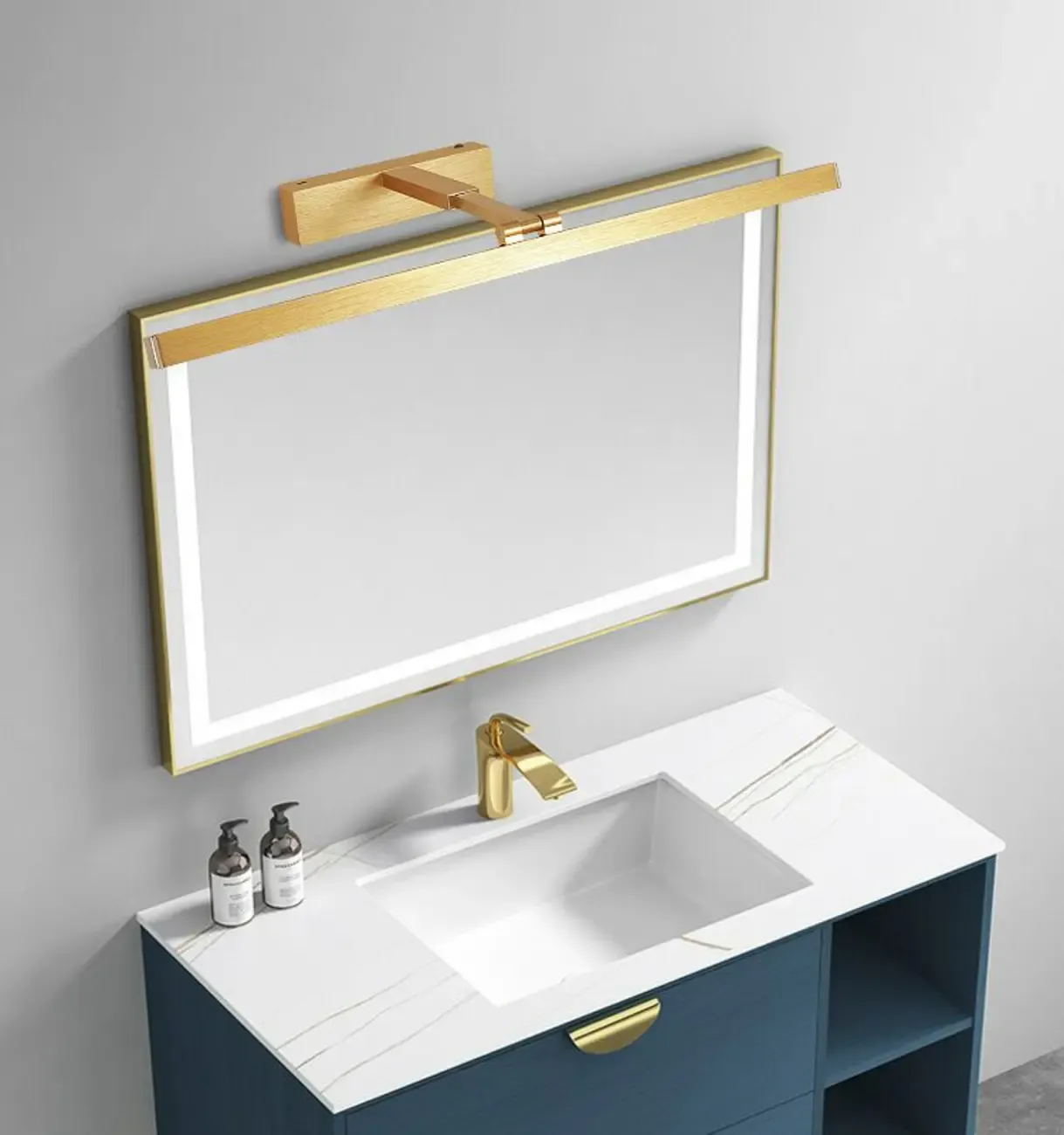 Gold Metal Linear LED Adjustable Vanity Light for Modern Bathroom Decor Image - 3