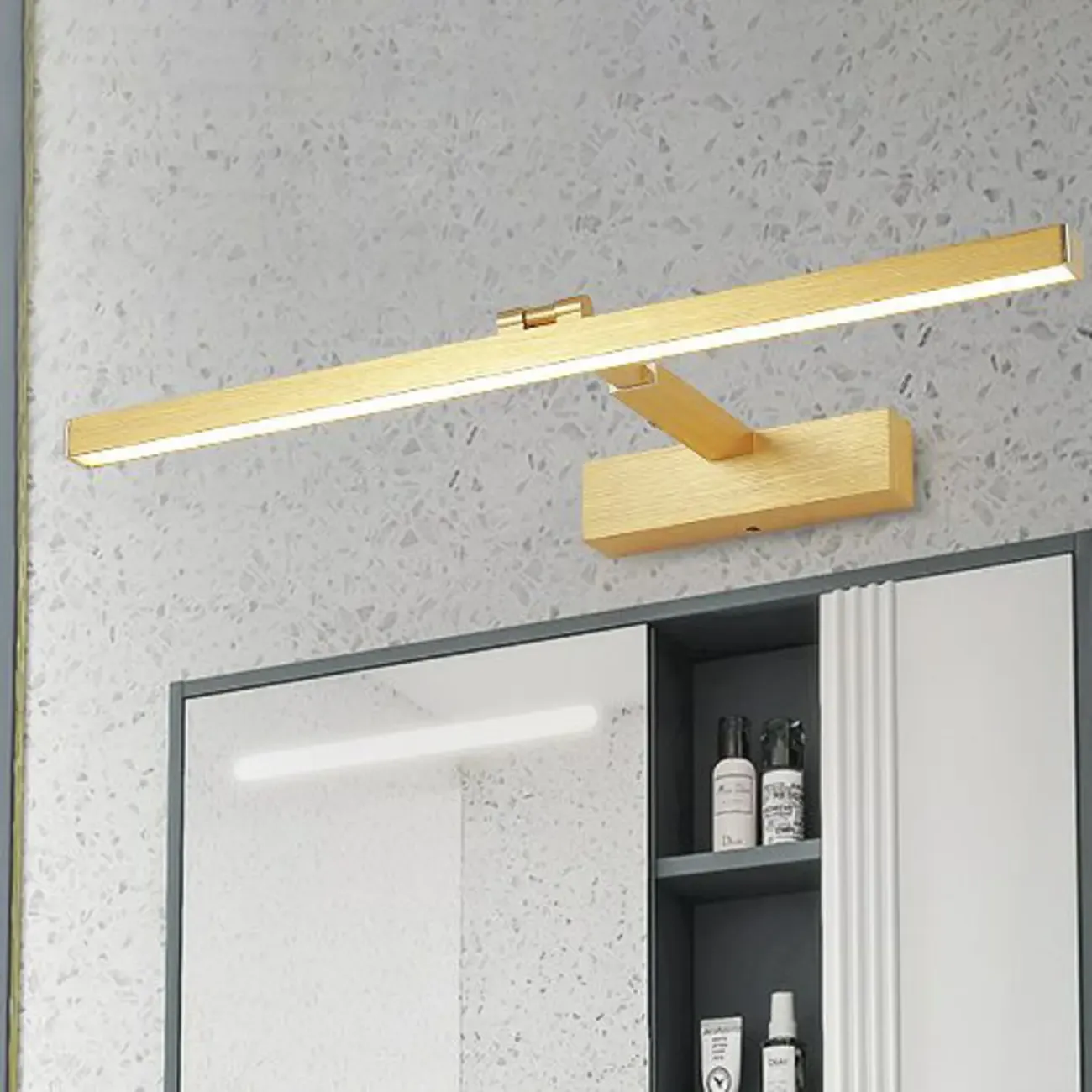 Gold Metal Linear LED Adjustable Vanity Light for Modern Bathroom Decor Image - 4