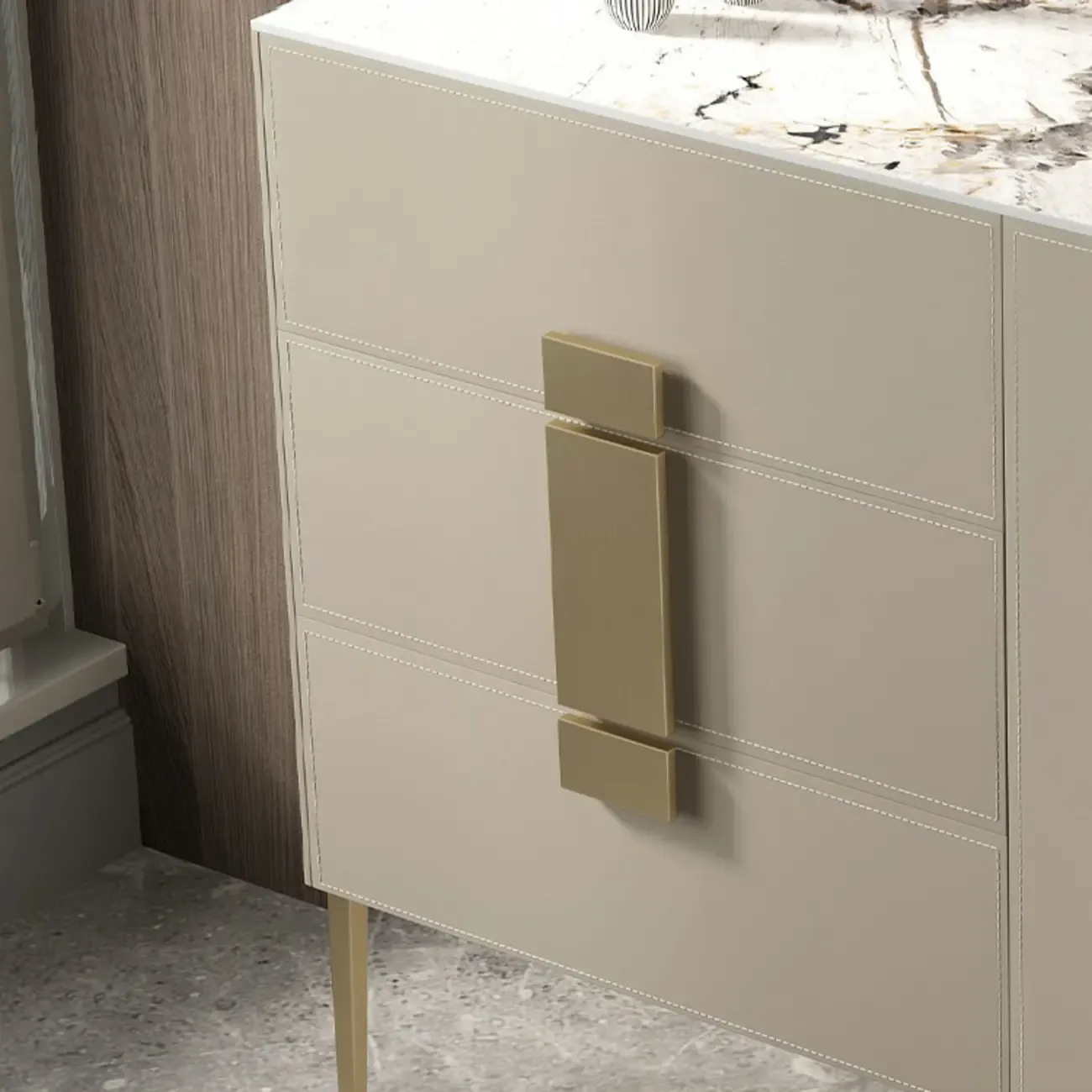 Modern Grey Sideboard with Drawers for Living Room Image - 9