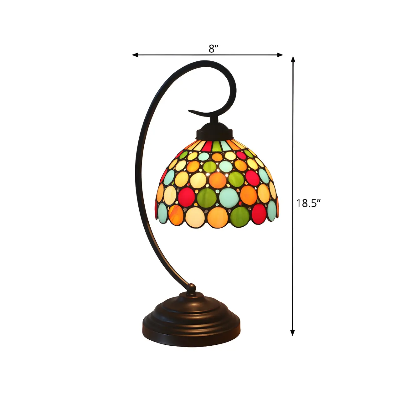 Vintage Desk Lamp with Multicolored Hollow out Dome Shade Image - 4 | homeyfad