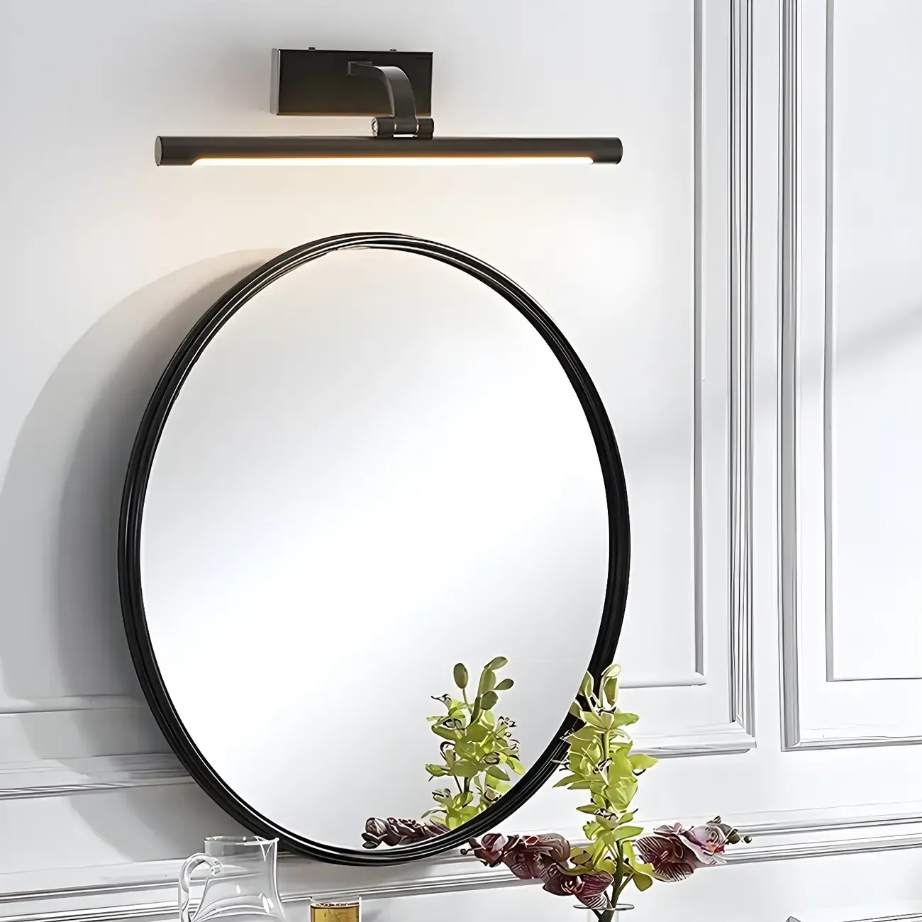 Modern Black Cylinder LED Wall Lamp with Acrylic Shade for Mirror Front Image - 4