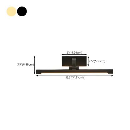 Modern Black Cylinder LED Wall Lamp with Acrylic Shade for Mirror Front #size