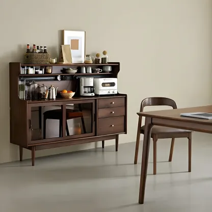 Wooden Sideboard with Glass Sliding Doors, Drawers & Cabinets Image - 6