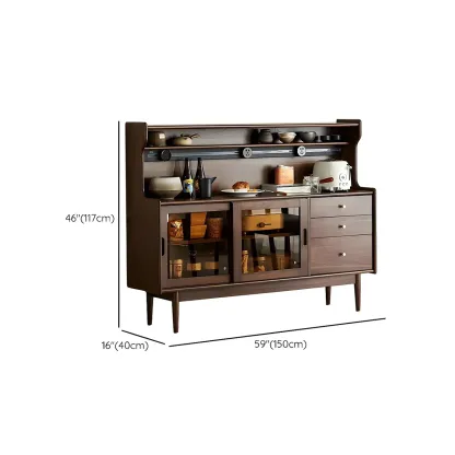 Wooden Sideboard with Glass Sliding Doors, Drawers & Cabinets Image - 13