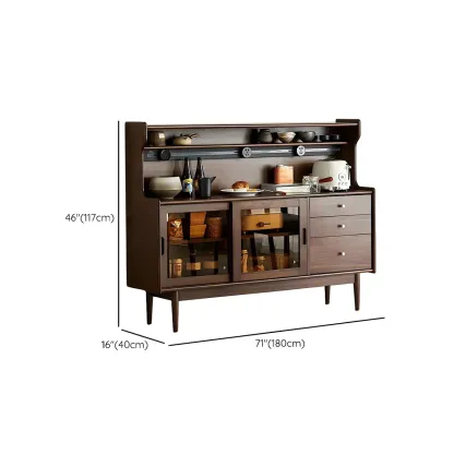 Wooden Sideboard with Glass Sliding Doors, Drawers & Cabinets Image - 15