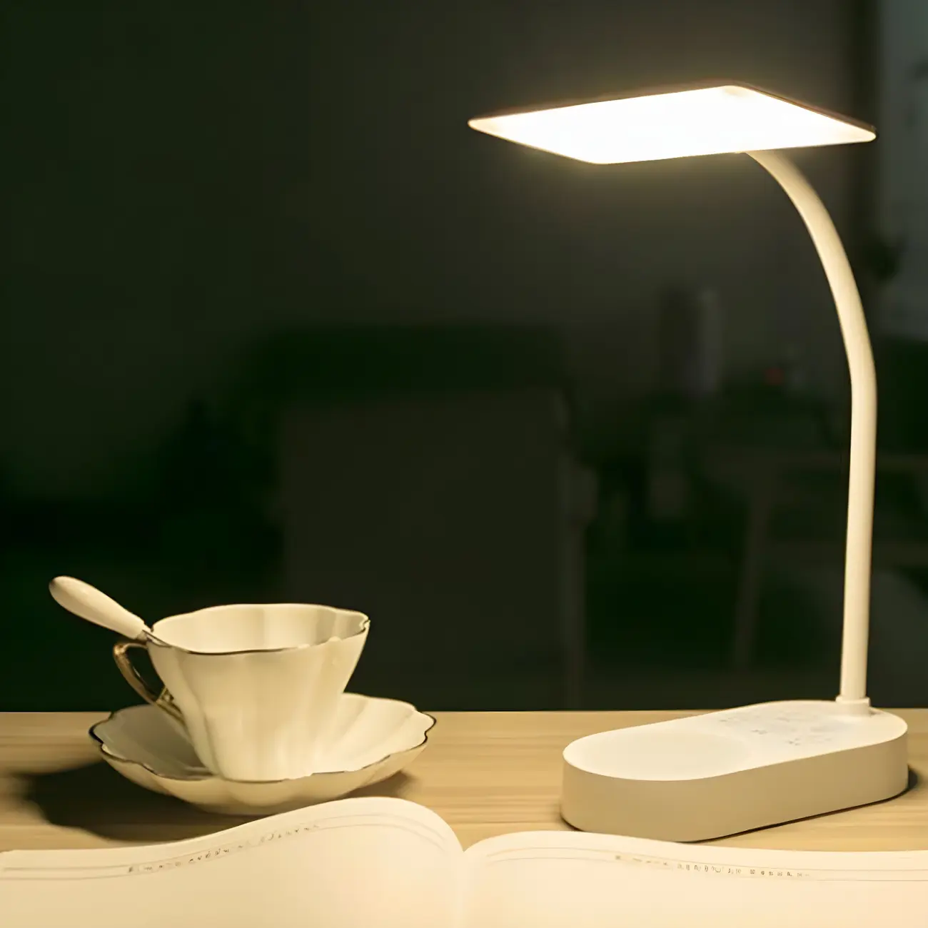 Modern LED Study Desk Lamp with Rectangular Panel Shade Image - 2 | homeyfad