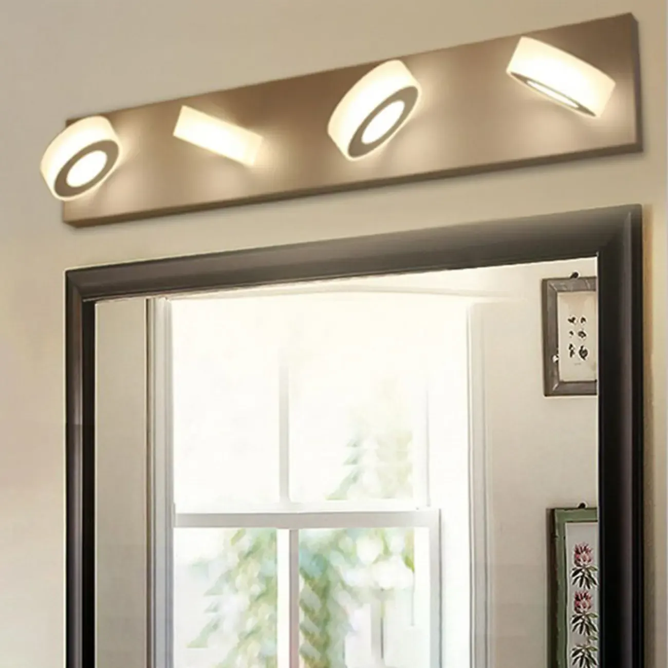 Modern 4 head Circular LED Vanity Light for Bathroom Mirror Image - 1