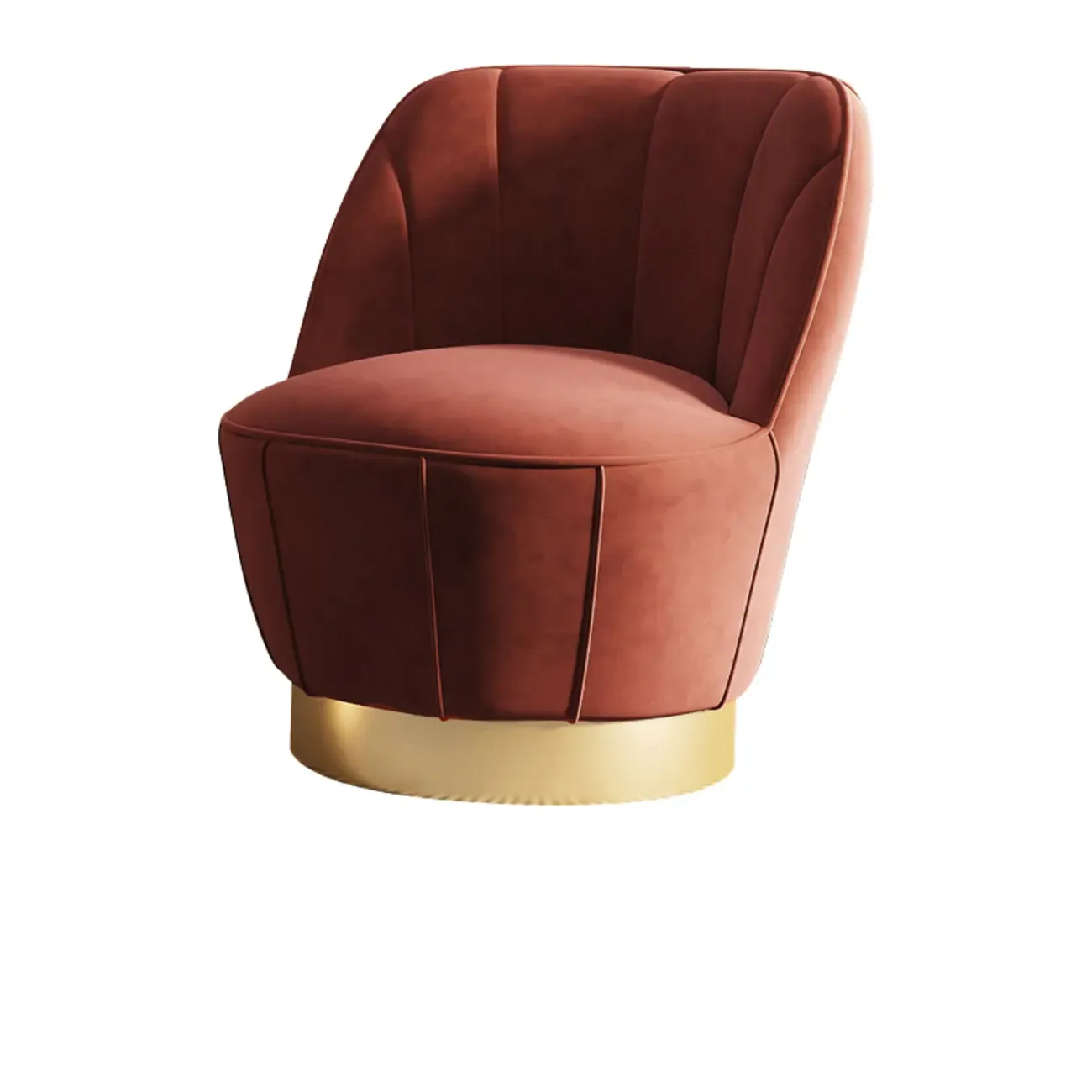 Glam Fabric Barrel Accent Chair with Curved Back for Living Room Image - 3