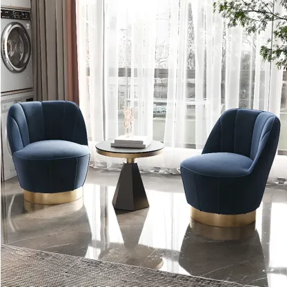 Glam Fabric Barrel Accent Chair with Curved Back for Living Room Image - 5