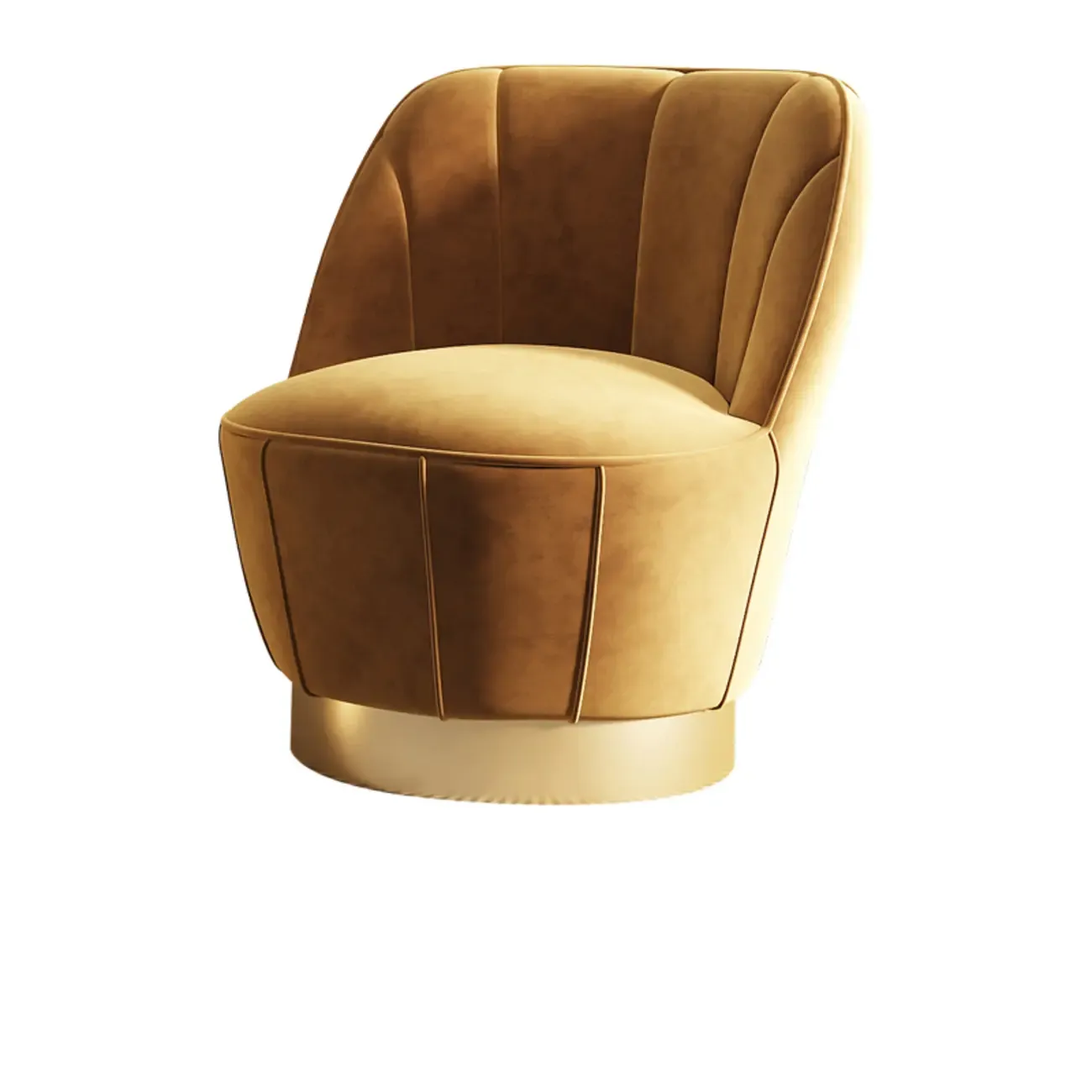 Glam Fabric Barrel Accent Chair with Curved Back for Living Room Image - 6