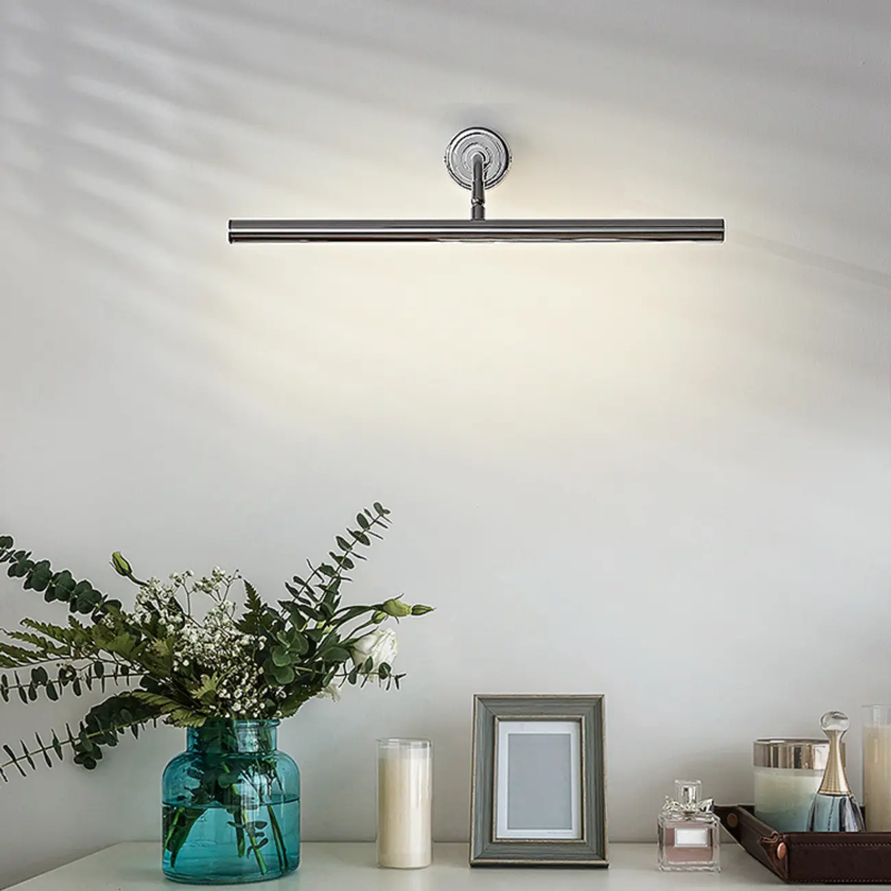 Modern Silver Metal tubular LED Wall Lamp with Angled Arms for Home Decor Image - 3 | homeyfad