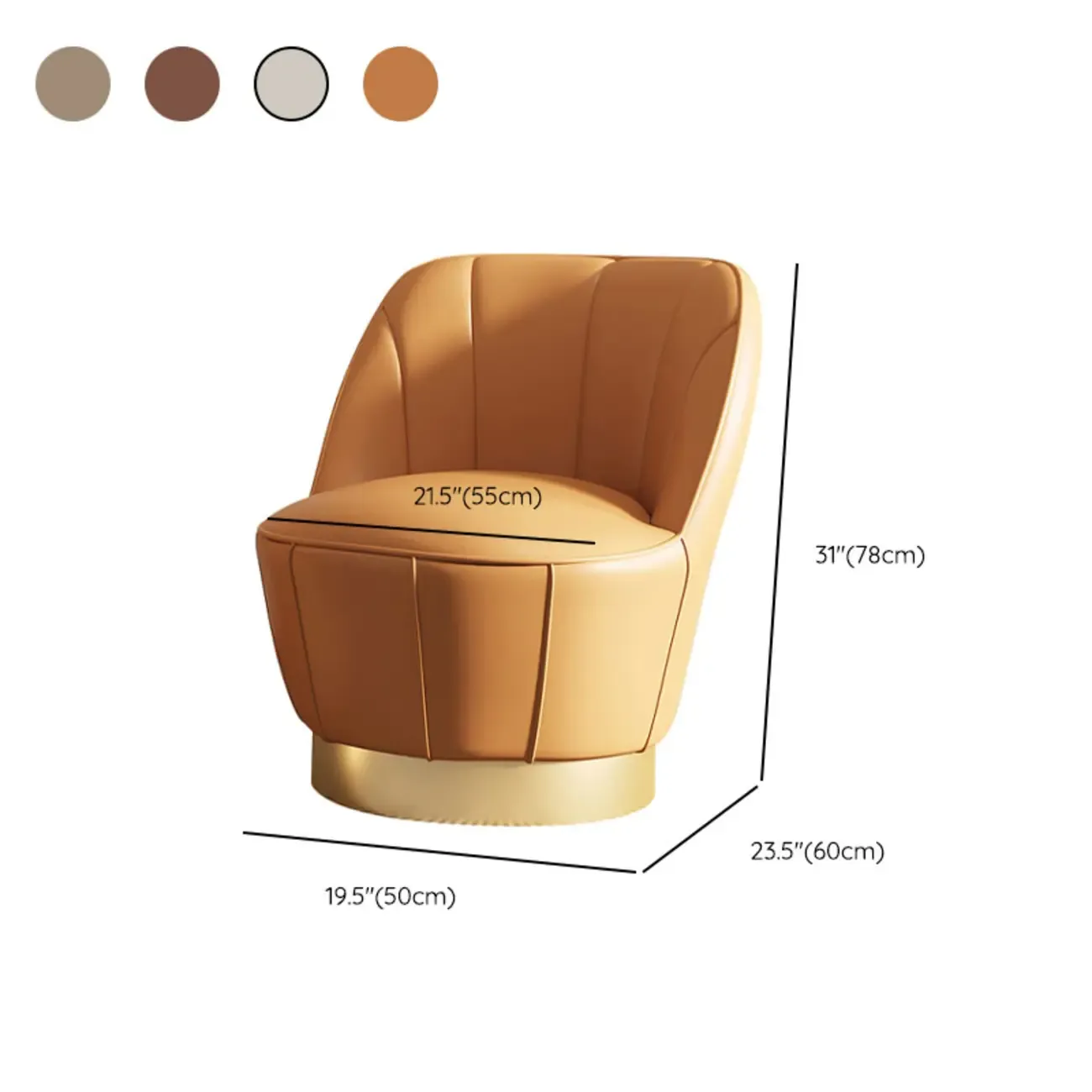Glam Fabric Barrel Accent Chair with Curved Back for Living Room Image - 14