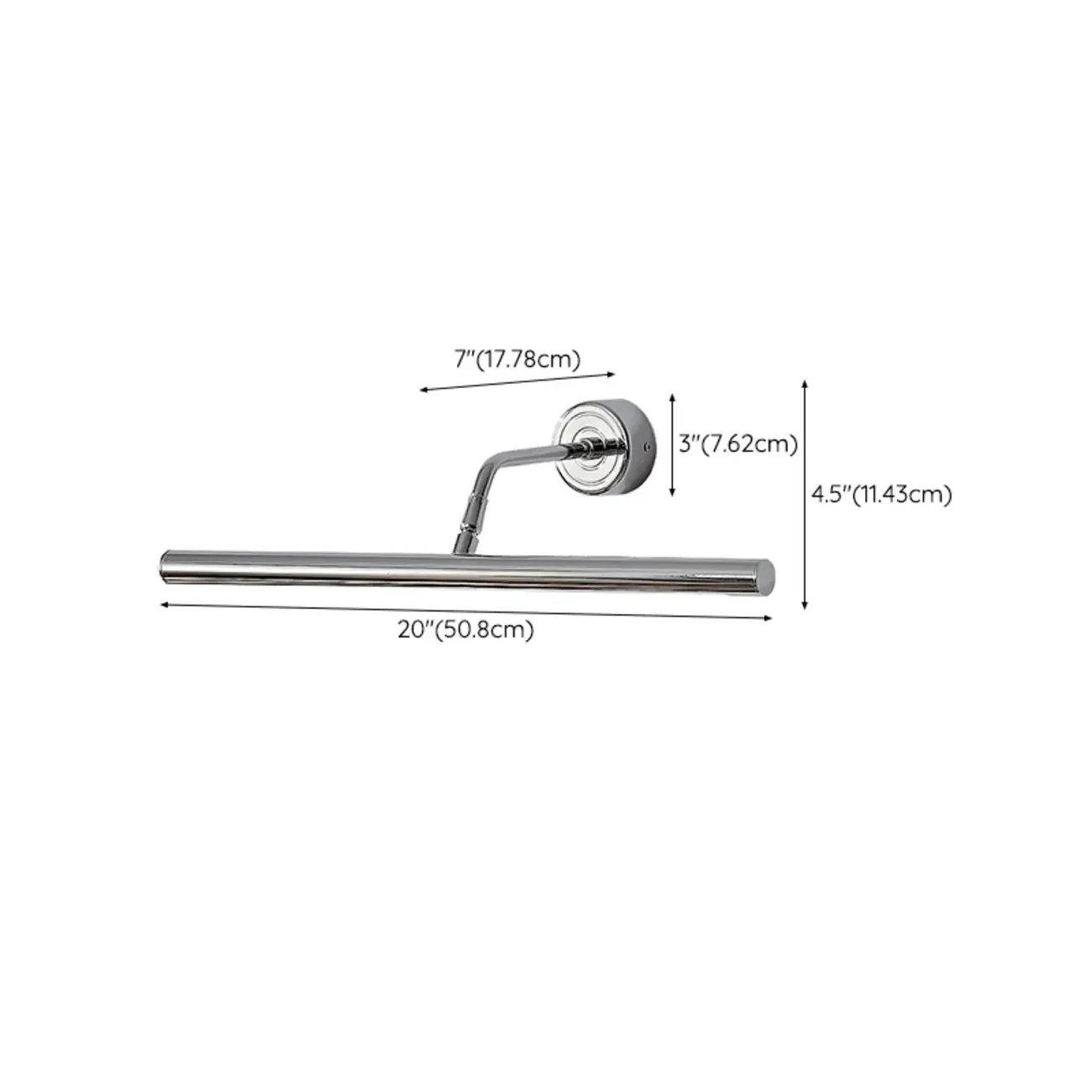 Modern Silver Metal tubular LED Wall Lamp with Angled Arms for Home Decor #size
