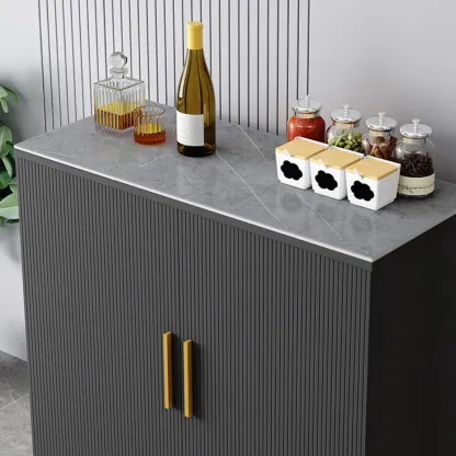 Glam Grey Wooden Sideboard with Cabinets Image - 8