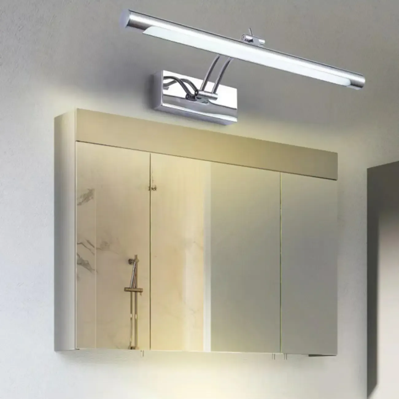 Modern Silver Dimmable LED Vanity Light with Adjustable Arm for Bathroom Image - 1