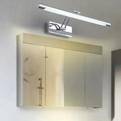 Modern Silver Dimmable LED Vanity Light with Adjustable Arm for Bathroom Image - 1