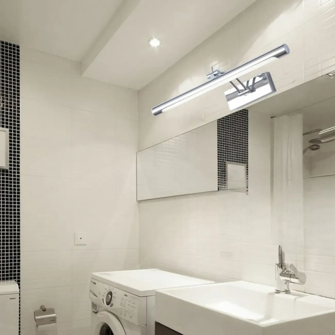 Modern Silver Dimmable LED Vanity Light with Adjustable Arm for Bathroom Image - 2