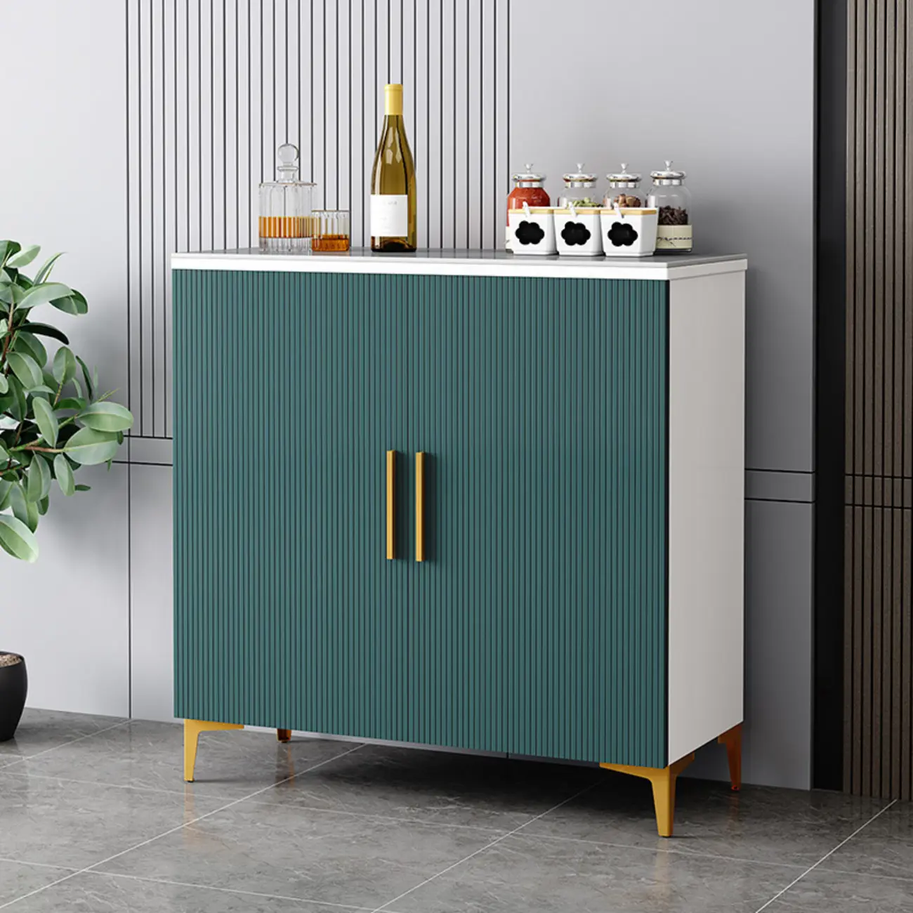 Glam Grey Wooden Sideboard with Cabinets Image - 11 | homeyfad