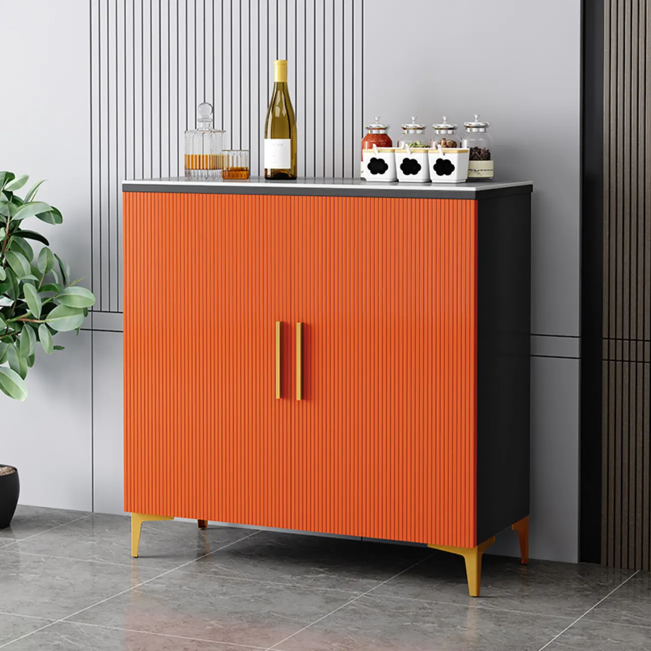 Glam Grey Wooden Sideboard with Cabinets Image - 13 | homeyfad