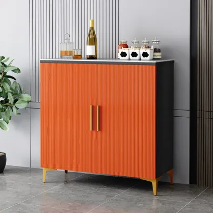 Glam Grey Wooden Sideboard with Cabinets Image - 13