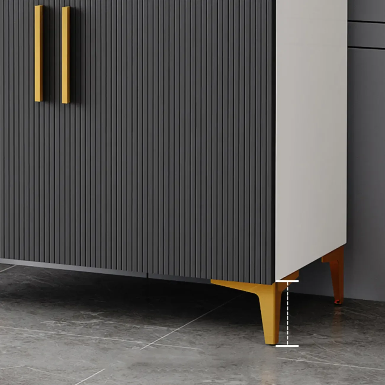 Glam Grey Wooden Sideboard with Cabinets Image - 14