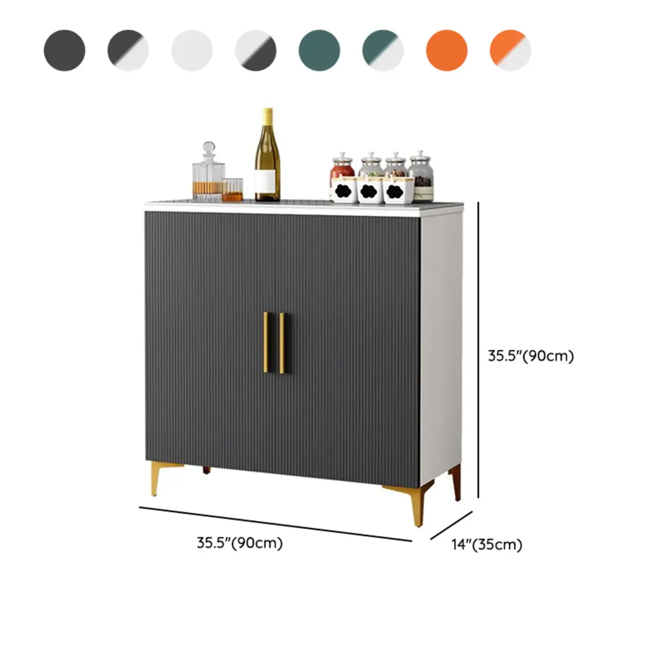 Glam Grey Wooden Sideboard with Cabinets Image - 20