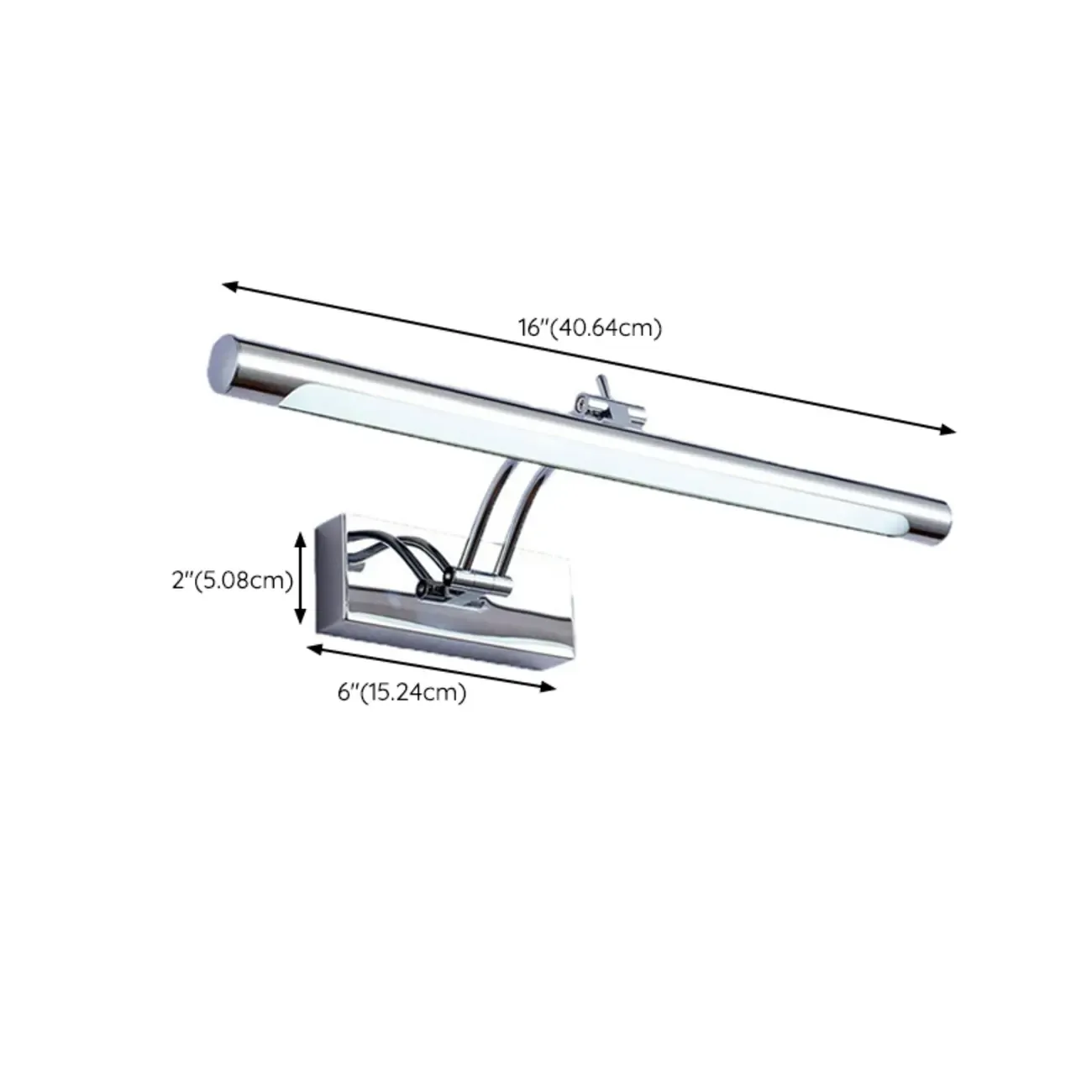 Modern Silver Dimmable LED Vanity Light with Adjustable Arm for Bathroom #size