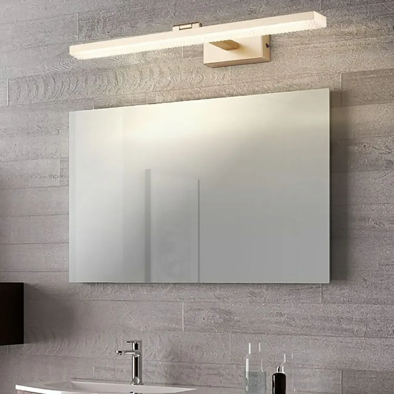 Sleek Gold Linear LED Vanity Light with Modern Design for Bathroom Image - 6