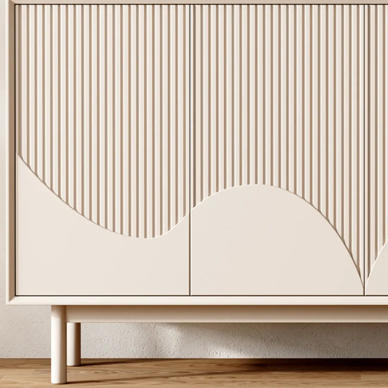 Modern Wooden Buffet Table with Kitchen Appliance Storage Image - 9